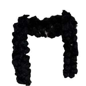 Women's Valerie Stevens 100% Rabbit Fur Black Ball Scarf